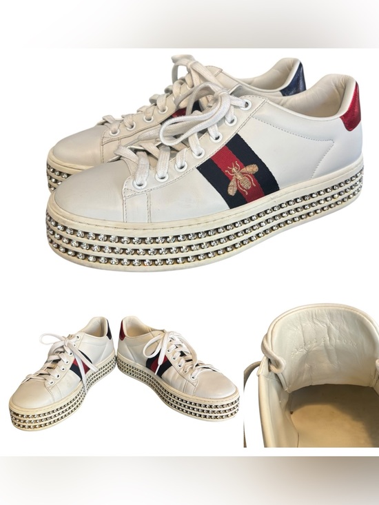 Gucci Shoes - Gucci Ace Bee Platform Crystal Sneakers